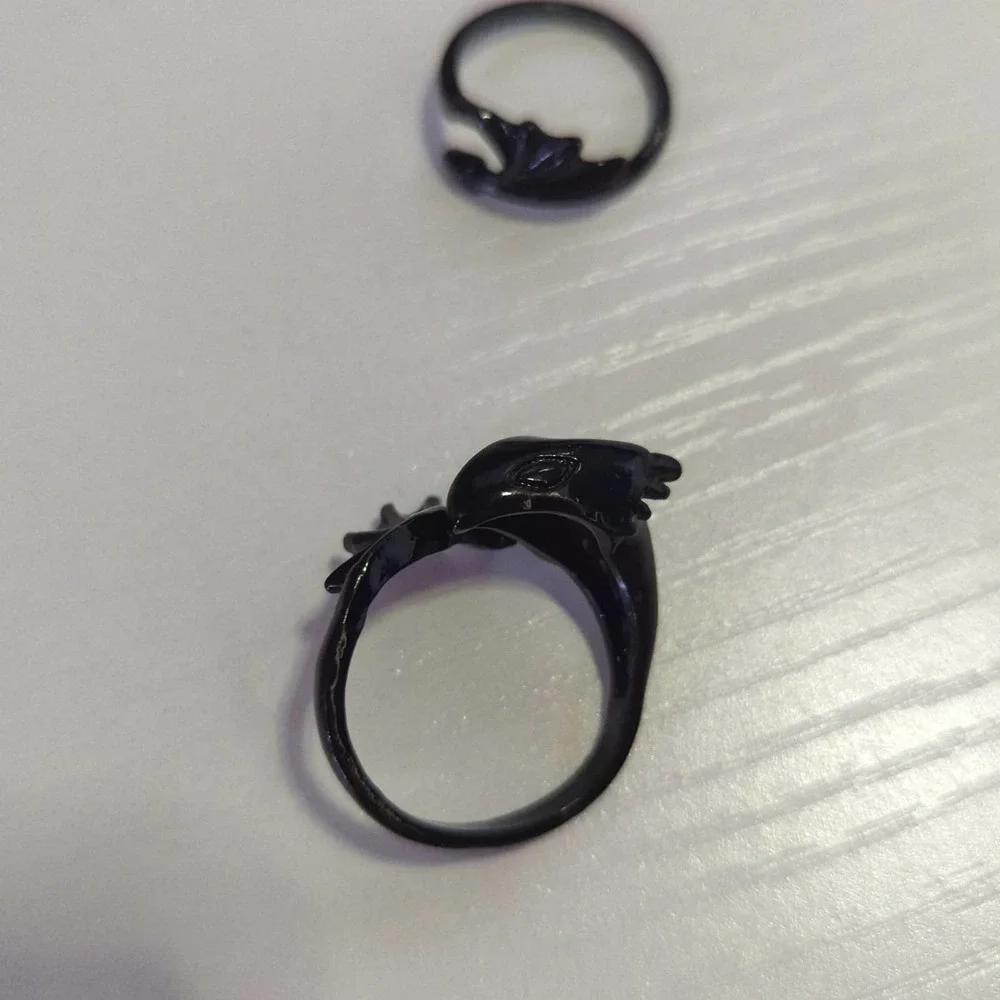 Dragon Rings Sizes 6‎ & 10 Black Shiny Lot of 2 Open Unisex Gothic Mystical
